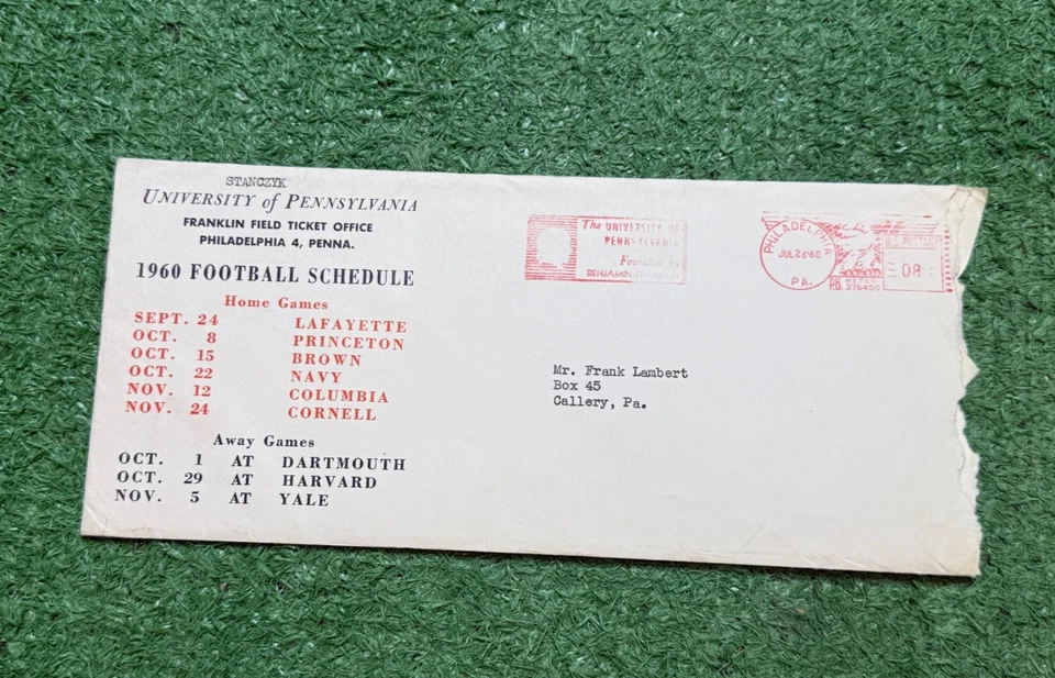 1960 University of Pennsylvania Football Schedule/ Fall Camp Personal Invitation - Image 3 of 4