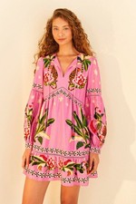 NEW XL Farm Rio Dress Leopard Forest Mini Babydoll Floral Tropical Resort Party