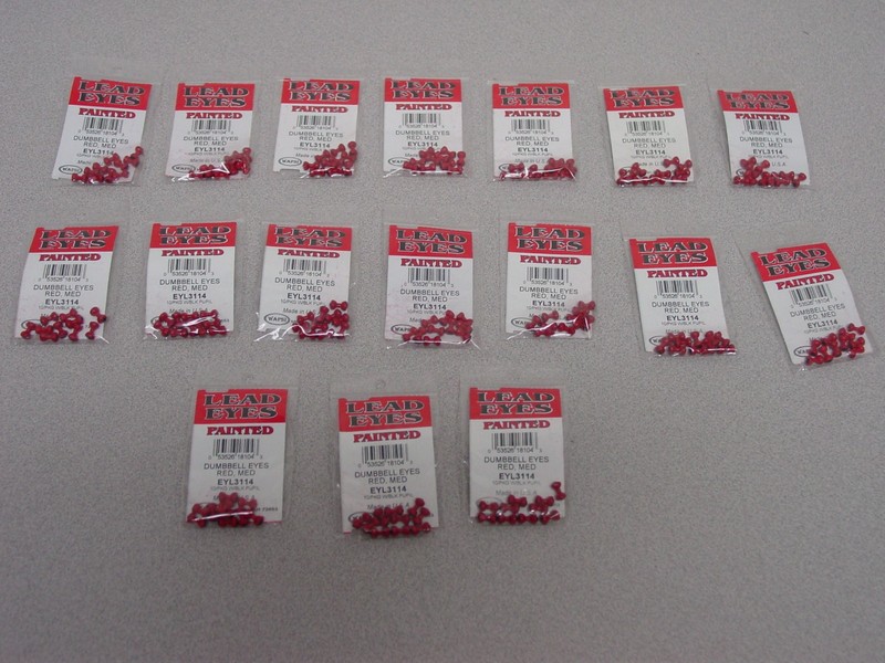 Wapsi fly-tying #EYL3114 Lot of Red Medium Dumbbell Painted Eyes