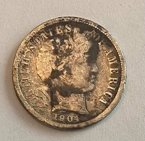 1904-s barber dime low mintage fine details corroded