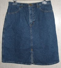 EXCELLENT WOMENS Eddie Bauer DISTRESSED BLUE JEAN SKIRT SIZE 10
