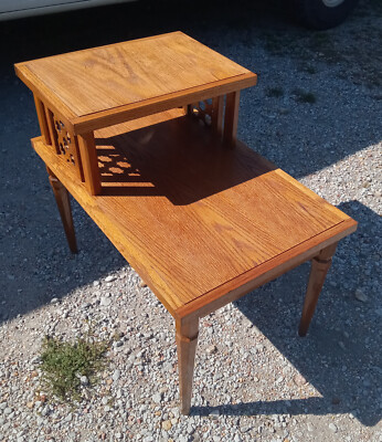 Mid Century Oak Step End Table / Side Table (ET525) | eBay