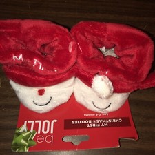 Christmas House Slippers Shoes Baby 0 - 6 Month Santa My First Christmas Booties