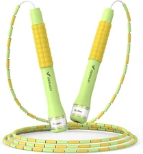Merach Yellow/Green Tangle-Free Adjustable Jump Rope 102.4"