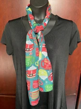 Fanciful Christmas Scarf Hot Chocolate Mugs and "We Wish You a Merry Christmas"