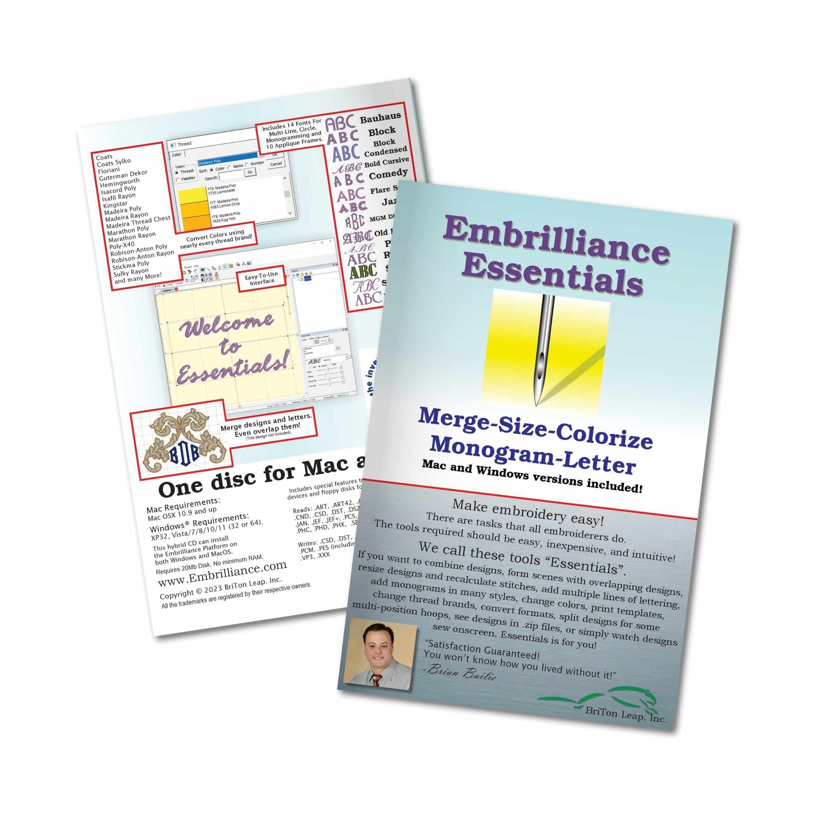 EMBRILLIANCE Essentials Embroidery for Windows Software Gift Full