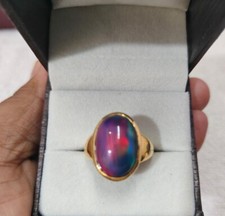 14K Yellow Gold Natural Black Opal Cabochon M...