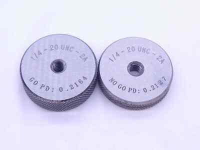 NEW 1/4 20 UNC 2A SOLID THREAD RING GAGES .25 GO NO GO P.D.'S = .2164 ...