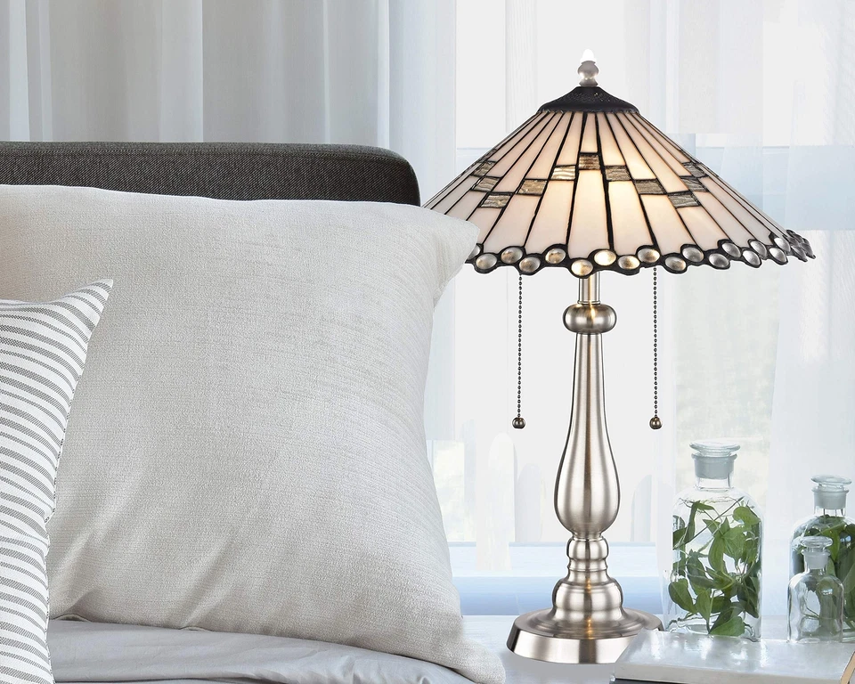 Lámpara de mesa Dale Tiffany STT17022 Jensen, níquel cepillado Foto 2 de 3