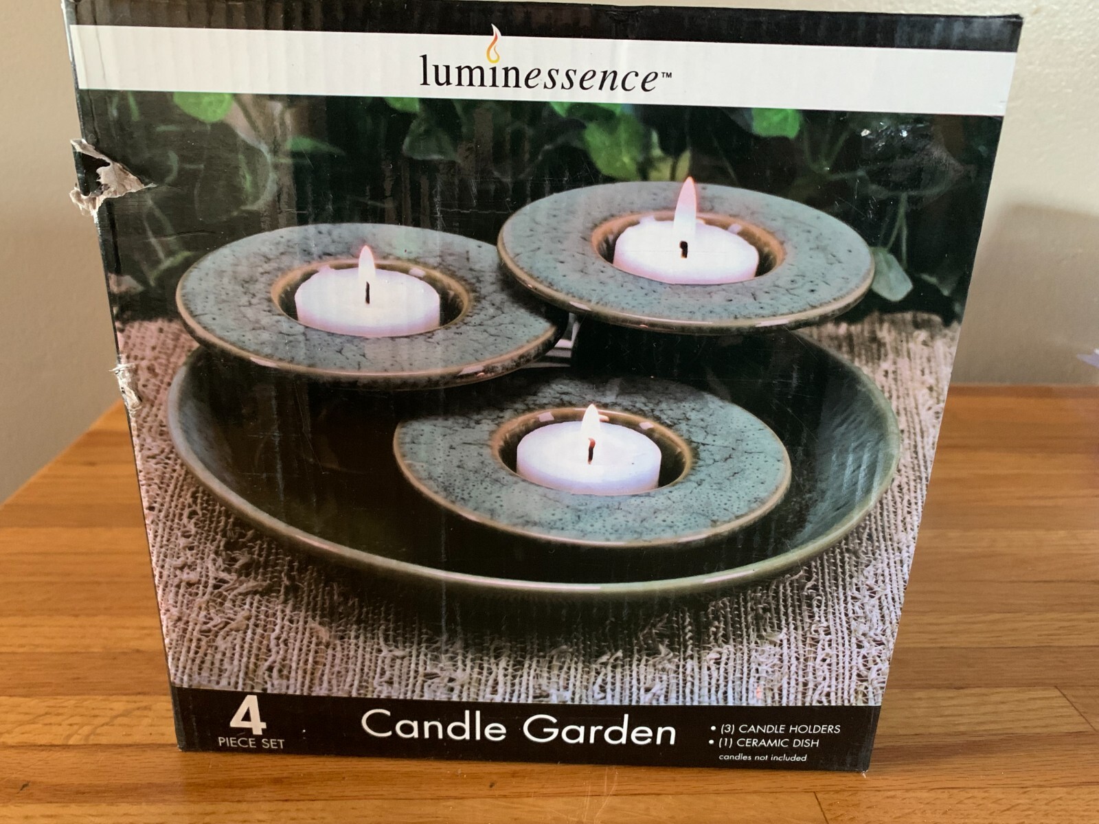 Luminessence Four Piece Candle Garden Candle Holders with Dish Votive