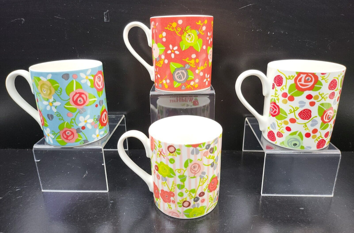 4 Queens Julie Dodsworth Mugs Mix Set Floral Wild Hart Fairy Tale