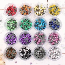 HOT FIX METALLIC NAILHEADS - 4MM & 5MM CIRCLES - 16 COLOR OPTIONS - THREADART