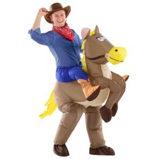 Adult Ride On Inflatable Horse Costume Funny Animal Blow Up Suit Halloween