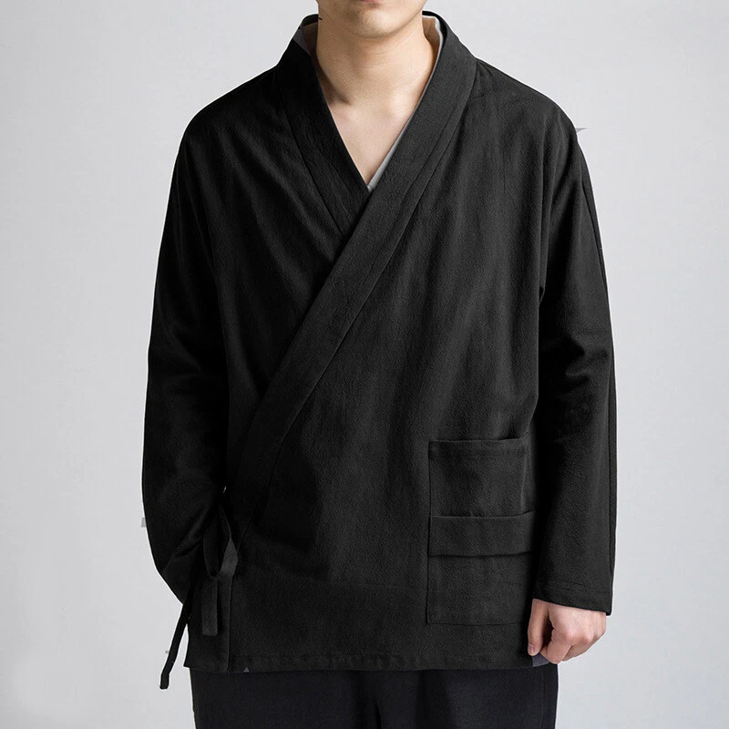Chinese Casual Linen Tang Suit Jacket Martial Art Kung Fu Coat Tai Chi Men Top - Image 4 of 4