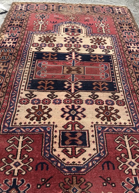 TURKISH GEOMETRIC DESIGN RUG, AN AWESOME ANTIQUE TURKISH RUG