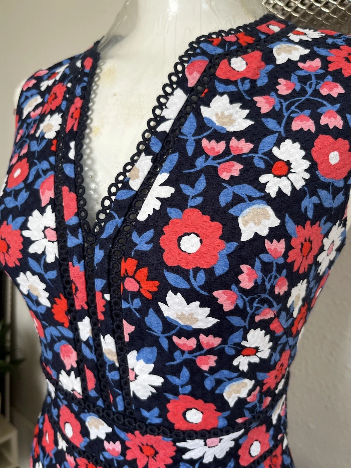 Abito poplin fiocco scattante Kate Spade taglia 0 taglia 6 £189