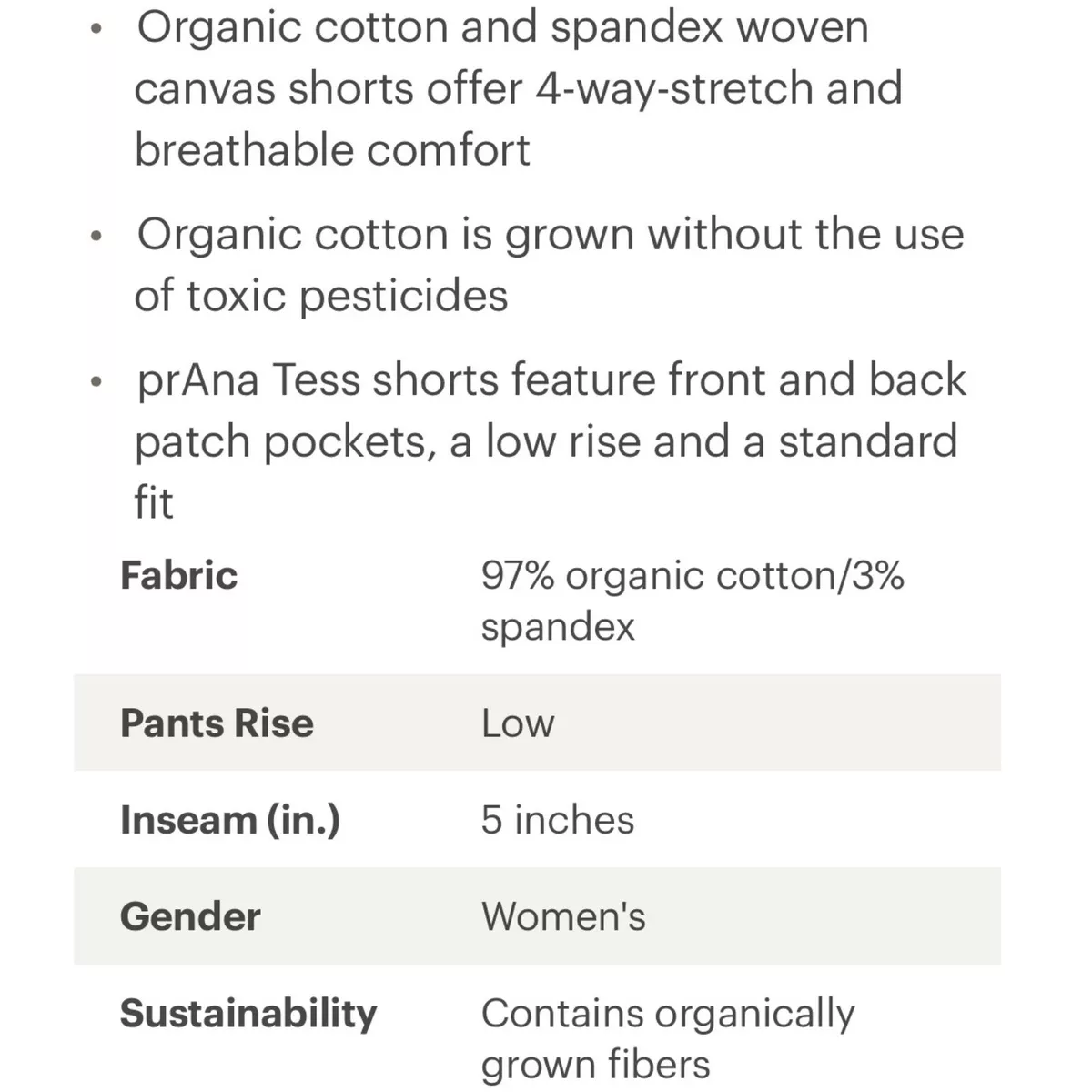 Prana tess cheap shorts 5 inch