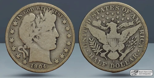 1904 S Barber Half Dollar, Very Good Condition, Tough, Ryan's Rare Coins, C7862