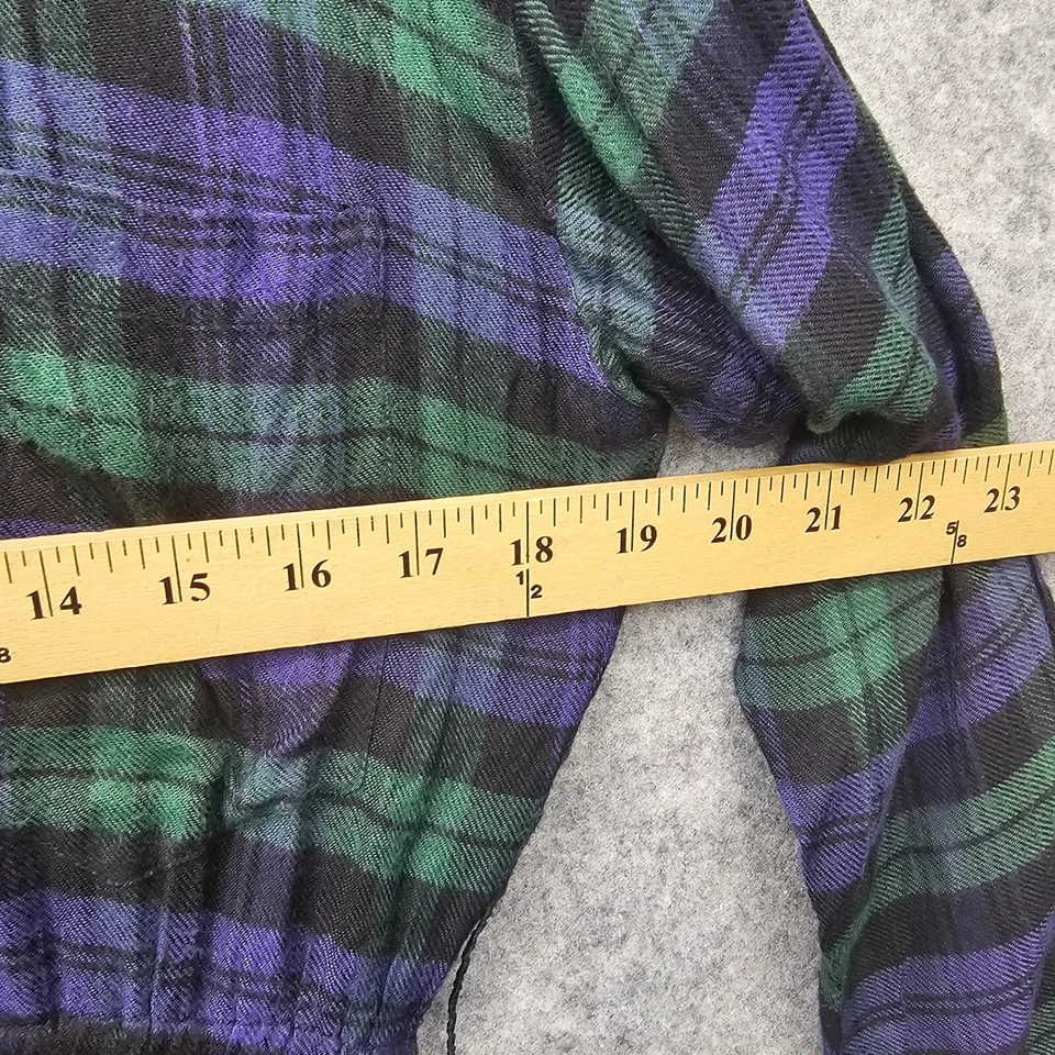 复古格子格子衬衫连衣裙女式 M 绿色 Maxi Grunge Academia 工作 JG HOOK — 第 4/4 张图片