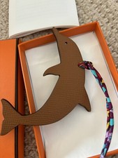 AUTHENTIC HERMES PETIT H LEATHER CHARM DOLPHIN - Very Rare