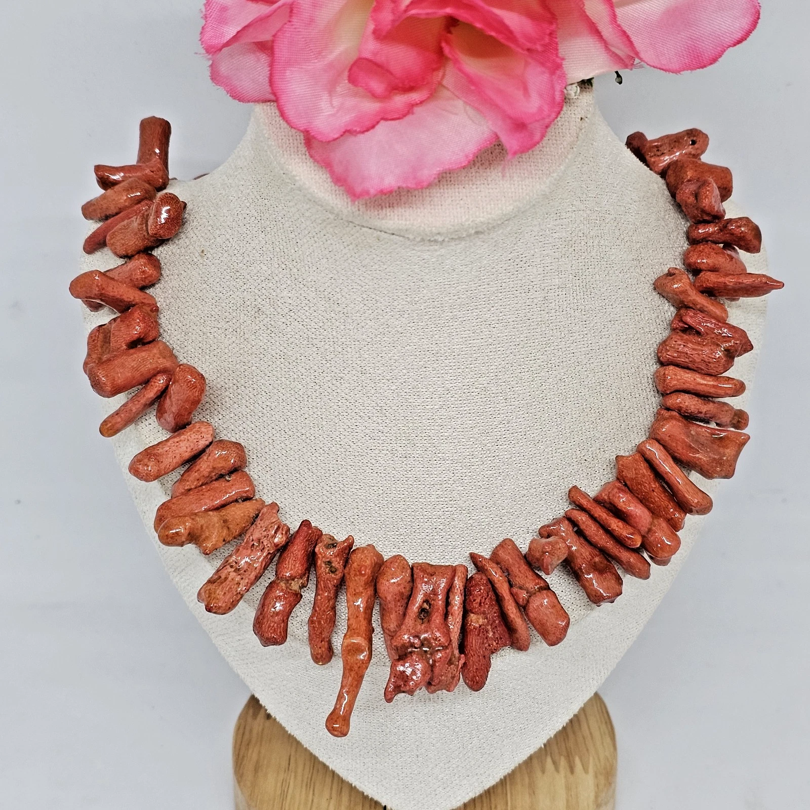 VETEMENTS Collana girocollo corallo ramo rosso 18" bambù corallo dichiarazione collana