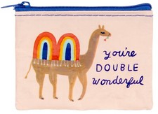 You're Double Wonderful - Coin Purse With Zipper - Blue Q  New W/ Tags 