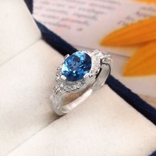 Flawless Blueish Aquamarine 925 Sterling Silver Handmade Ring Anniversary Gifts