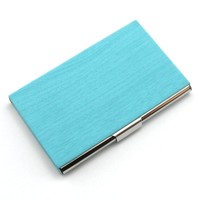 Business Name Id Card Holder Case Stainless Steel And Leather Wallet Light Blue Business Name Id Card Holder Case Stainless Steel And Leather Wallet Light Blue