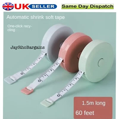 JAYRHOBARGAINS Body Measuring Tape 150cm Waist Fabric Dress Tailor Sewing Retractable Ruler