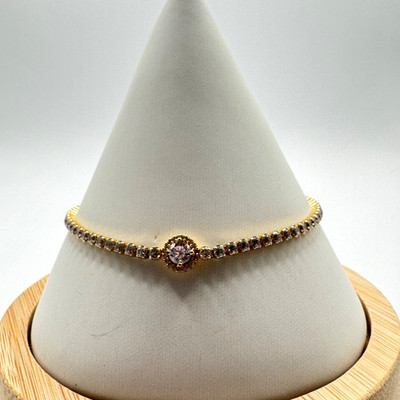 Authentic Pandora Sparkling Halo Tennis Bracelet 14K Gold Plated s925 ALE MET
