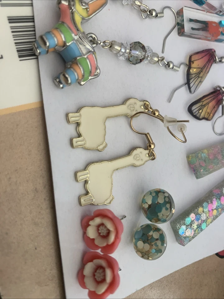 lote de 12 pendientes novedosos llamas piñata’s, aguacates, conejo, alas mariposa, Foto 2 de 4