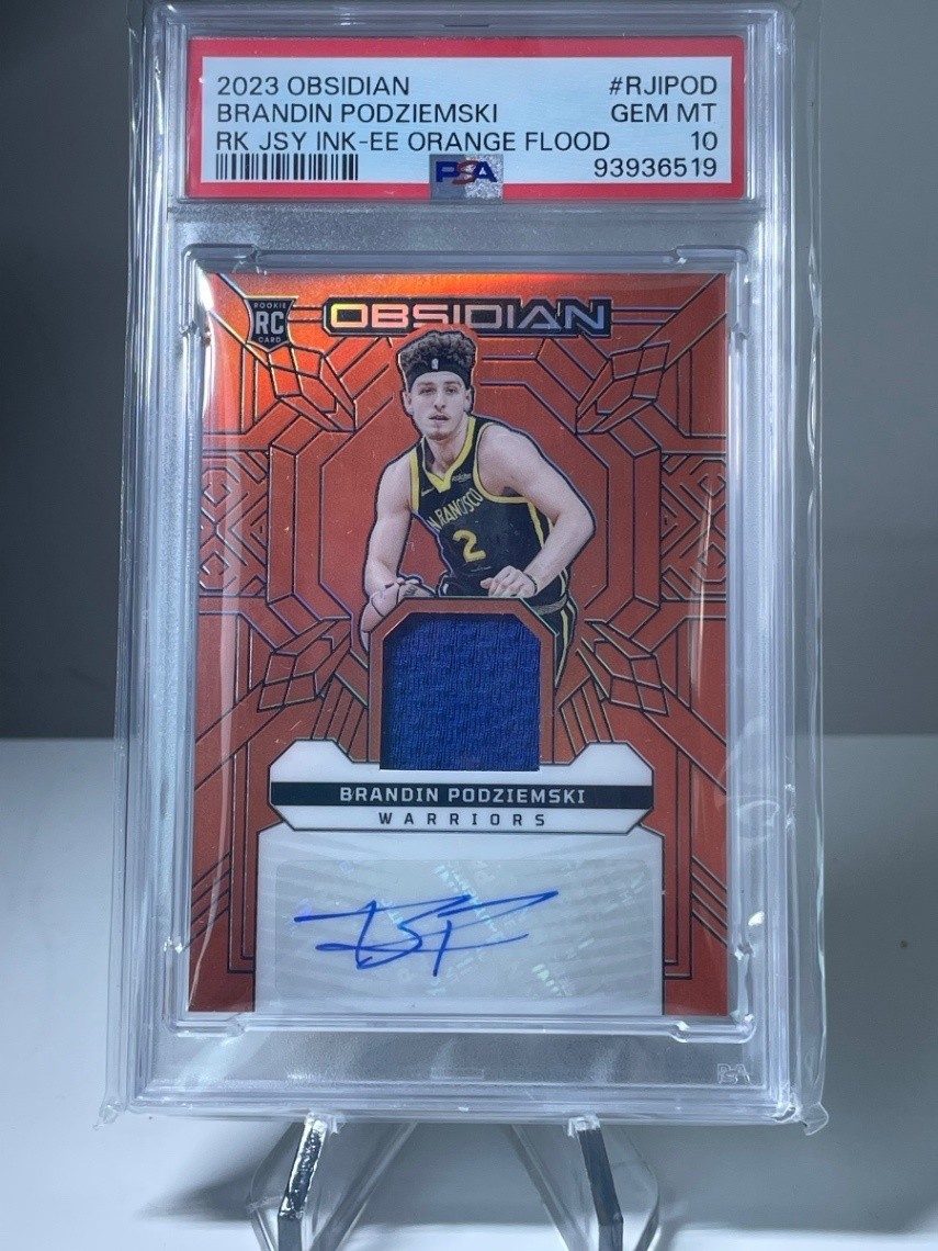 2023-24 Panini Obsidian Brandin Podziemski Rookie Jersey Ink Etch /75 PSA 10