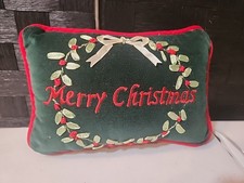 MERRY CHRISTMAS Needlepoint  Appliqu  On Velvet Backing 8-1/2 in X 6 in EE 