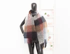 Holzweiler Scarf Mohair Alpaca Wool Tartan Large Shawl With Fringes Neck Wrap