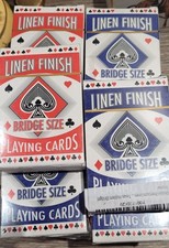 Image of Two Packs Linen Finish Bridge Size Playing Cards Brand New Red And Blue