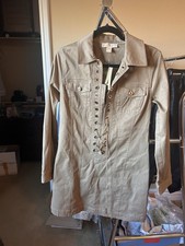 MICHAEL Michael Kors Shirt Dress Dark Camel Cotton Lace-Up Long Sleeve Size 6