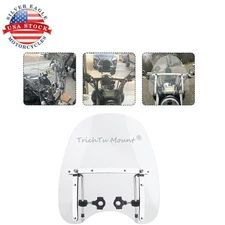 Clear 17x16" Windscreen Windshield Fit For Harley Honda Suzuki Yamaha Kawasaki