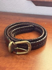 VTG COACH Braided Brown Leather Belt w/ Brass Buckle #5922 - Men's Size 40