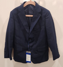 3 piece Boy Suit Size 6 Dark Blue Slim Fit Adjustable Waist by Almighty Magic