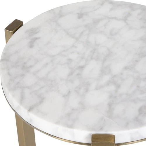 Uttermost 24254 Pietra End or Side Table Antique Brass and Carrara Marble - Picture 6 of 7