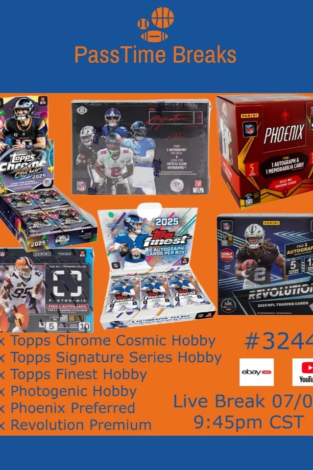2025 TOPPS COSMIC FINEST SIGNATURE FOOTBALL - 6x Box Hobby Mix BREAK 3244
