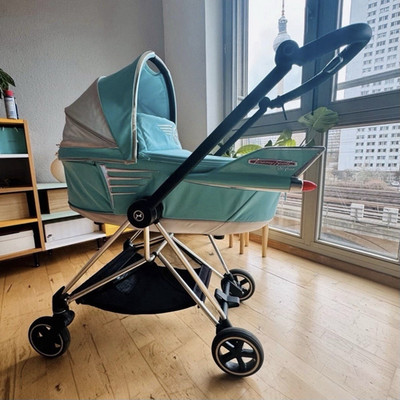 Cybex Jeremy Scott Kombikinderwagen & Sportwagen Rahmen mit Babywanne, blau/grau