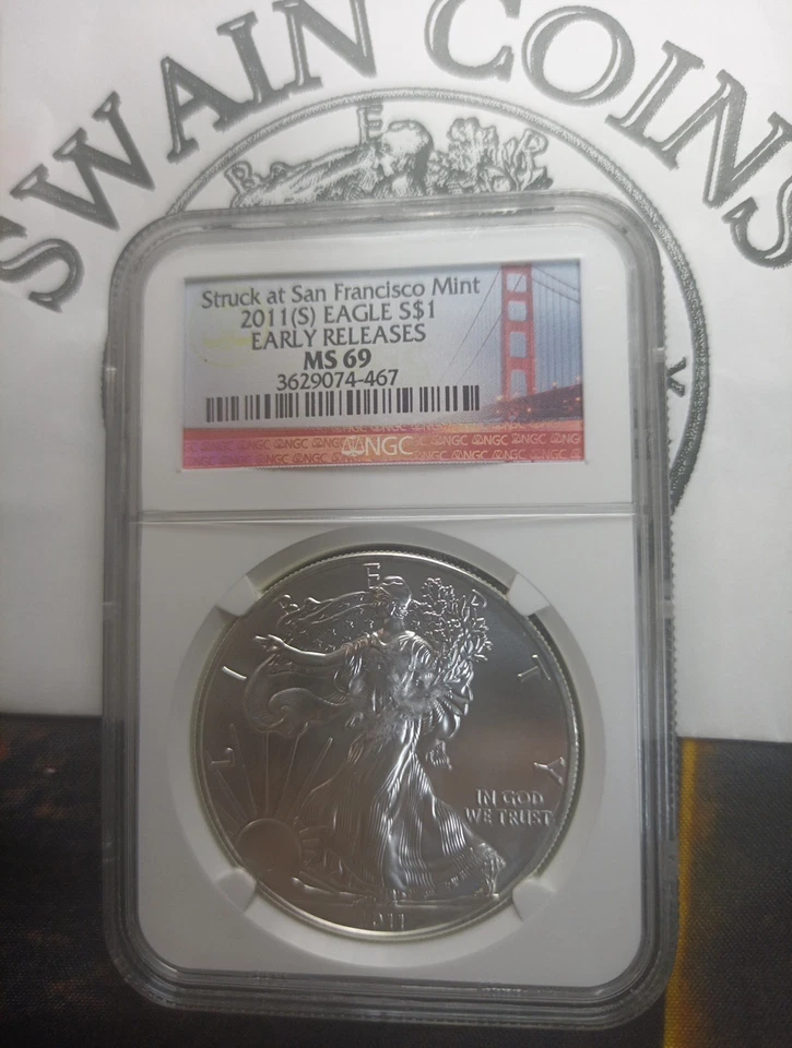 2011(S) Silver Eagle NGC MS-69  Early Releases Bridge Core EF128-29 - Image 2 of 3