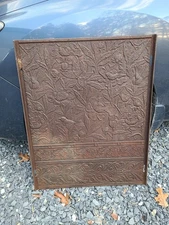 Antique Cast Iron Fireback Panel Architectural Salvage Flowers Bellefonte Pa ??