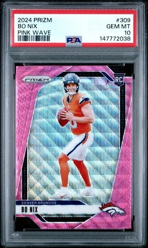 2024 PANINI PRIZM PINK WAVE #309 BO NIX ROOKIE RC PSA 10