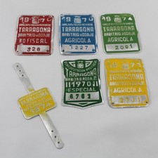 Lot Kennzeichen Plaketten Rodaje Tarragona 70er Metall Vintage Tax Plate