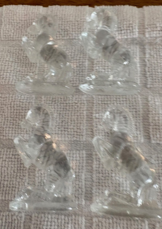 4 Horse VTG Glass Horse Figurines  Clear Rearing Up Small Art Deco C circle mark