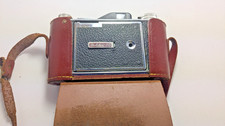 Vintage Pho-Tak Foldex 20 Folding Camera w/ Leather Case - Untested As-Is 120mm