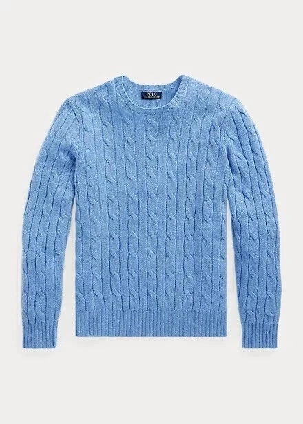 Polo Ralph Lauren Men's Cable-Knit Cashmere Sweater in Litchfield Blue-XL
