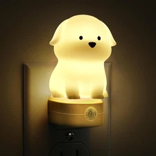 Plug in Night Light for Kids, 3D Cute Puppy Night Lights with Dusk to Dawn Senso
